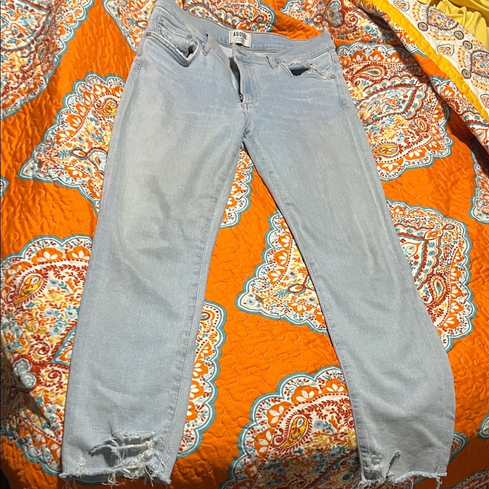 Agolde Women's Sky Blue Skinny Jeans